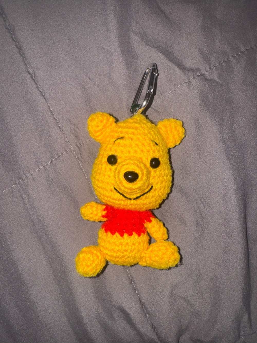 Yellow Crocheted Bear Keychain Watch Accessory